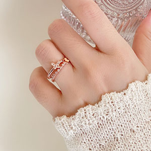 單戒指 - 玫瑰金鑲鑽雙層蝴蝶戒指 - 輕奓生活x平價飾品 | 迪希雅 deesir 飾品 💍