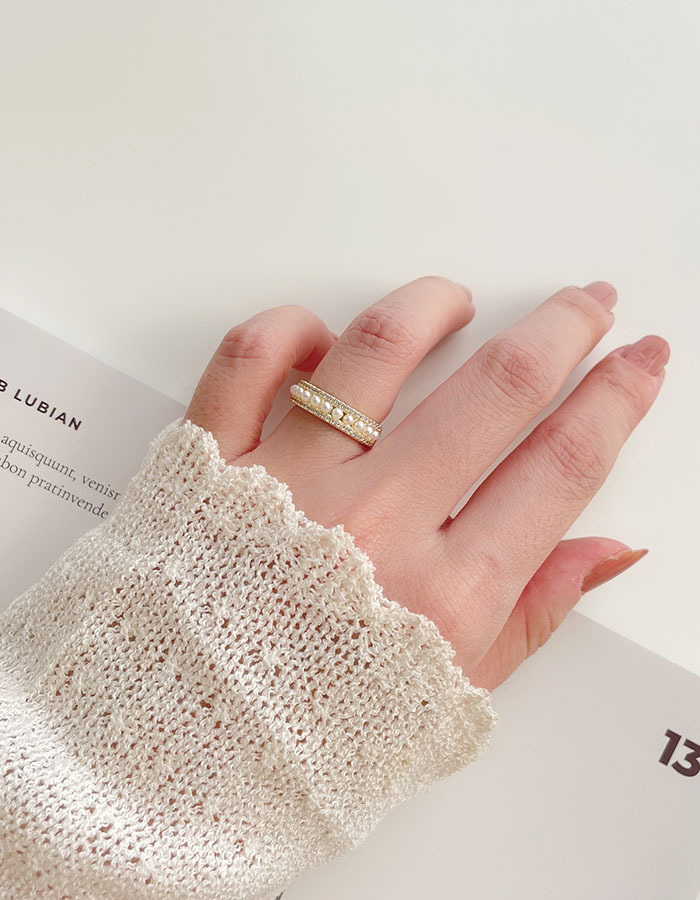 單戒指 - 古典大小珍珠鑲鑽調節戒指 - 輕奓生活x平價飾品 | 迪希雅 deesir 飾品 💍