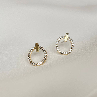針式 - 甜美圓圈鑲鑽耳環 - 輕奓生活x平價飾品 | 迪希雅 deesir 飾品 💍