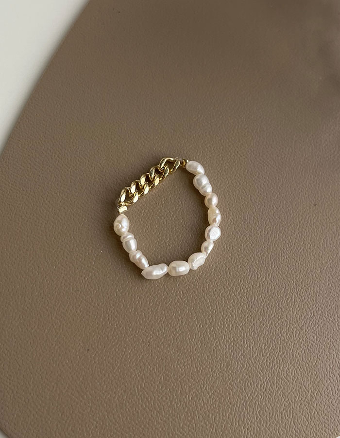 單戒指 - 珍珠串鍊條設計戒指 - 輕奓生活x平價飾品 | 迪希雅 deesir 飾品 💍