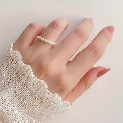 單戒指 - 珍珠串鍊條設計戒指 - 飾品調色盤 | 迪希雅 deesir