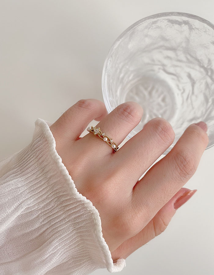 單戒指 - 輕奢水鑽珍珠戒指 - 輕奓生活x平價飾品 | 迪希雅 deesir 飾品 💍