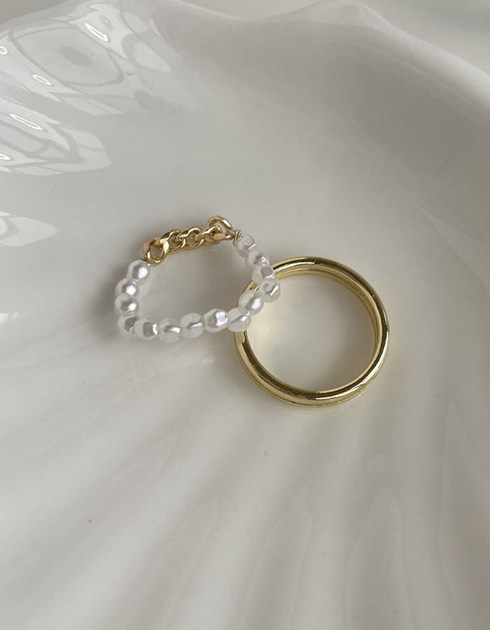 細戒圈 - 珍珠簡約戒指兩件組 - 輕奓生活x平價飾品 | 迪希雅 deesir 飾品 💍
