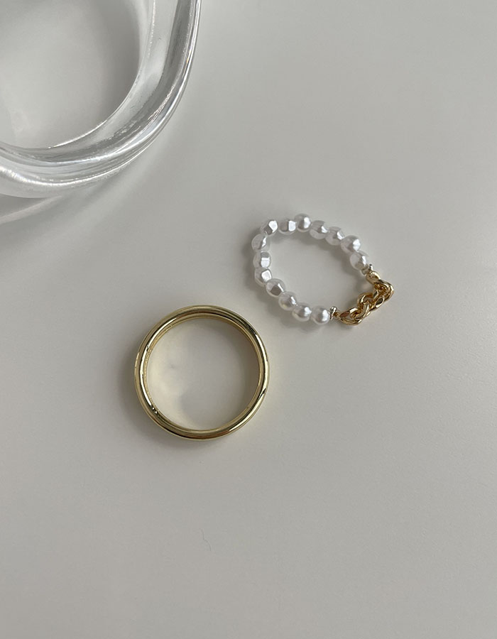 細戒圈 - 珍珠簡約戒指兩件組 - 輕奓生活x平價飾品 | 迪希雅 deesir 飾品 💍