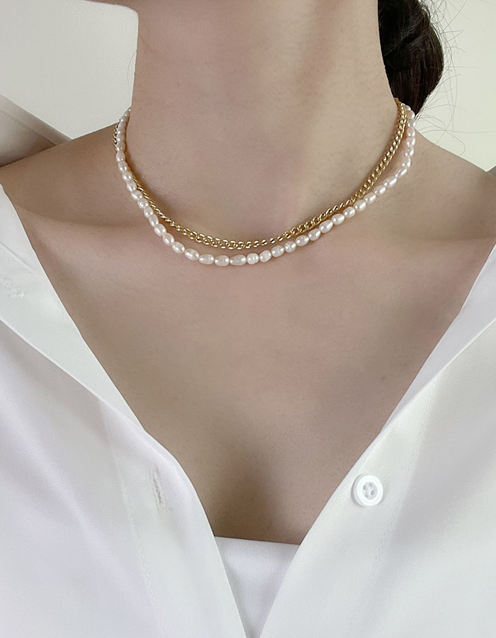 鎖骨鍊｜短 - 法式珍珠雙層鎖骨鍊 - 輕奓生活x平價飾品 | 迪希雅 deesir 飾品 💍