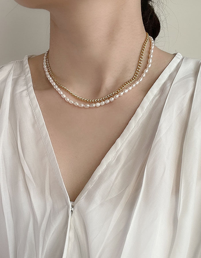 鎖骨鍊｜短 - 法式珍珠雙層鎖骨鍊 - 輕奓生活x平價飾品 | 迪希雅 deesir 飾品 💍