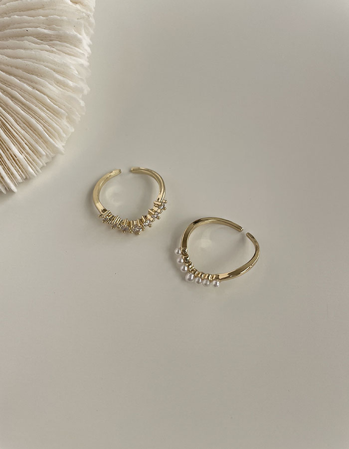 戒指組 - 珍珠排鑽戒指組 - 飾品調色盤 | 迪希雅 deesir
