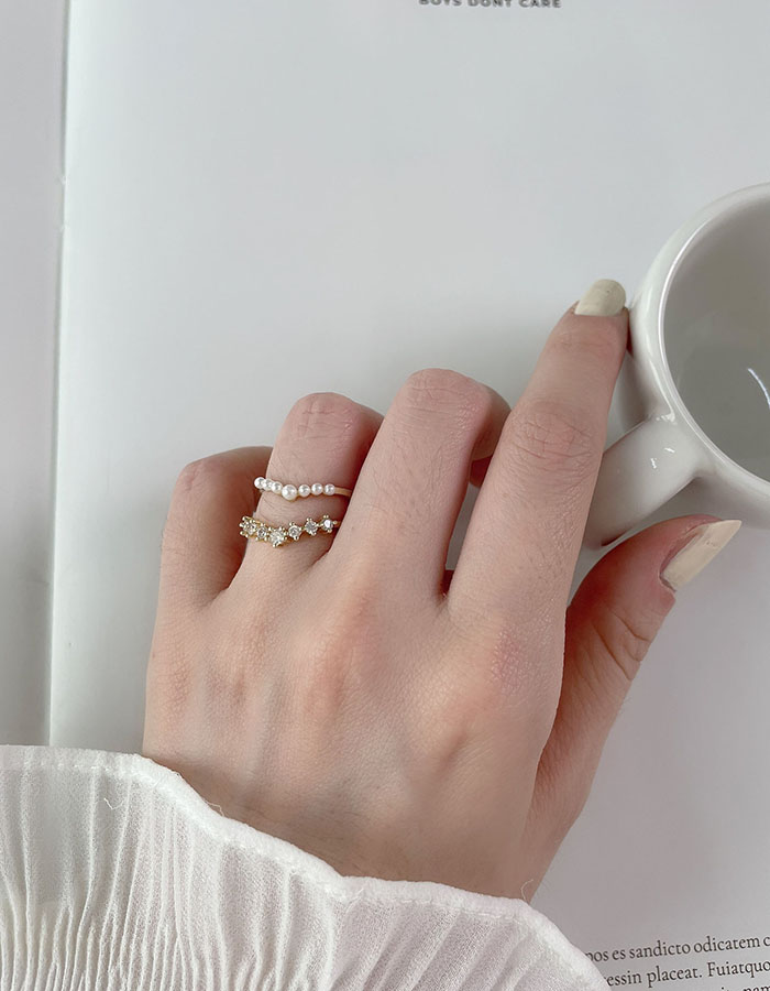 戒指組 - 珍珠排鑽戒指組 - 輕奓生活x平價飾品 | 迪希雅 deesir 飾品 💍