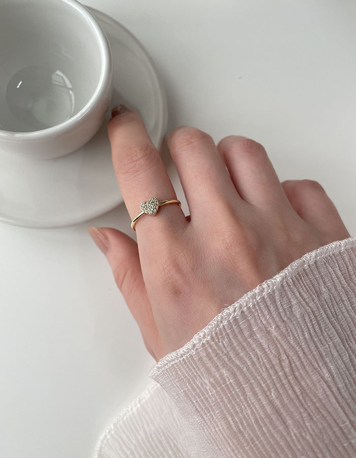 單戒指 - 愛心鑲鑽可調式戒指 - 輕奓生活x平價飾品 | 迪希雅 deesir 飾品 💍
