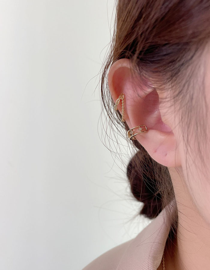 耳骨夾 - 歐美星星鍊條耳骨夾組 - 飾品調色盤 | 迪希雅 deesir