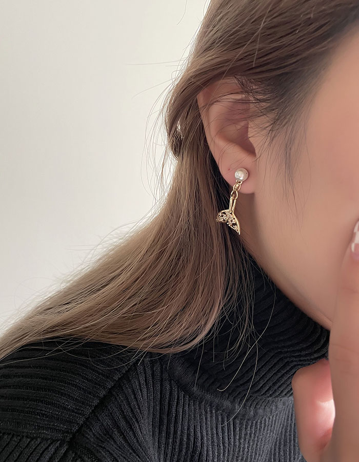 耳夾 - 鑲鑽珍珠美人魚耳夾 - 飾品調色盤 | 迪希雅 deesir