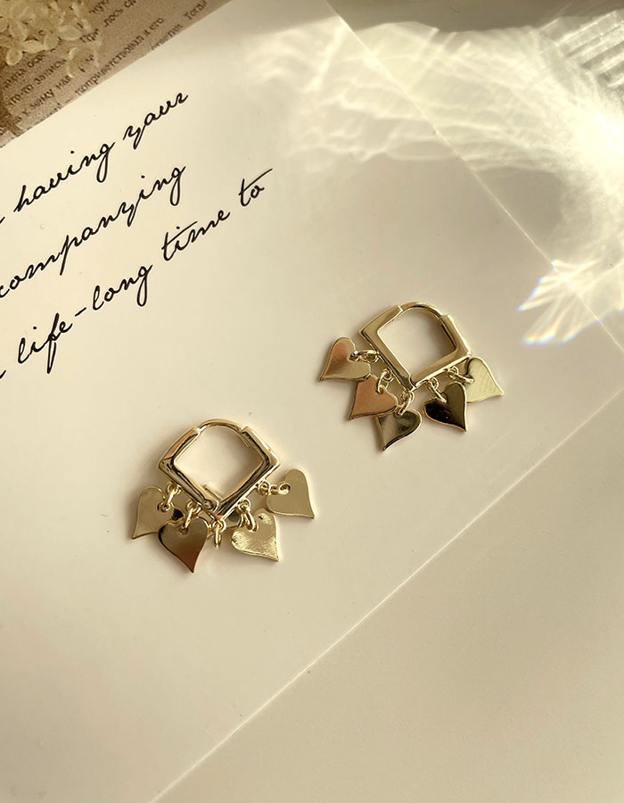 針式 - 金色愛心片耳環 - 飾品調色盤 | 迪希雅 deesir