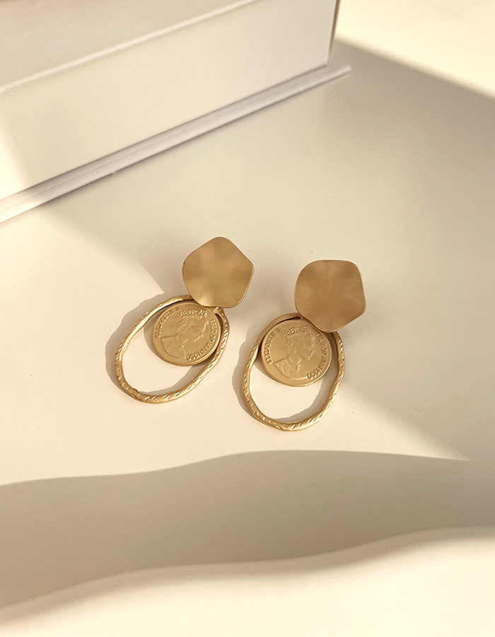 針式 - 復古金幣鏤空耳環 - 飾品調色盤 | 迪希雅 deesir