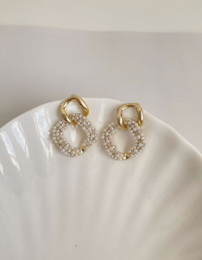 針式 - 輕奢雙圈珍珠耳環 - 輕奓生活x平價飾品 | 迪希雅 deesir 飾品 💍