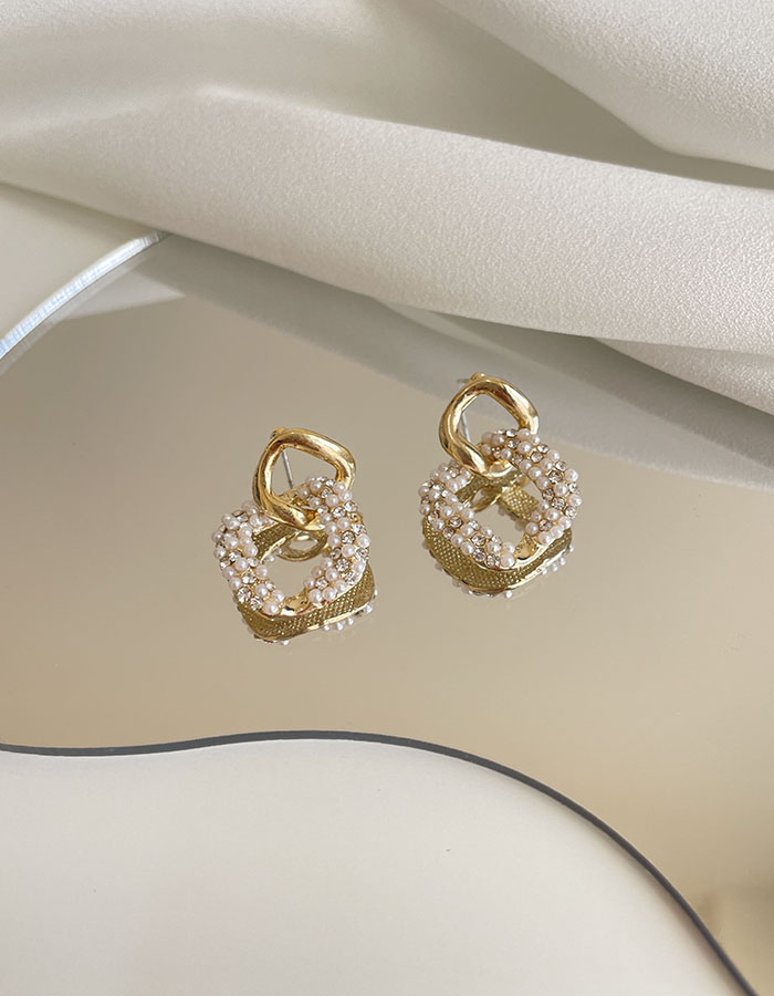 針式 - 輕奢雙圈珍珠耳環 - 輕奓生活x平價飾品 | 迪希雅 deesir 飾品 💍