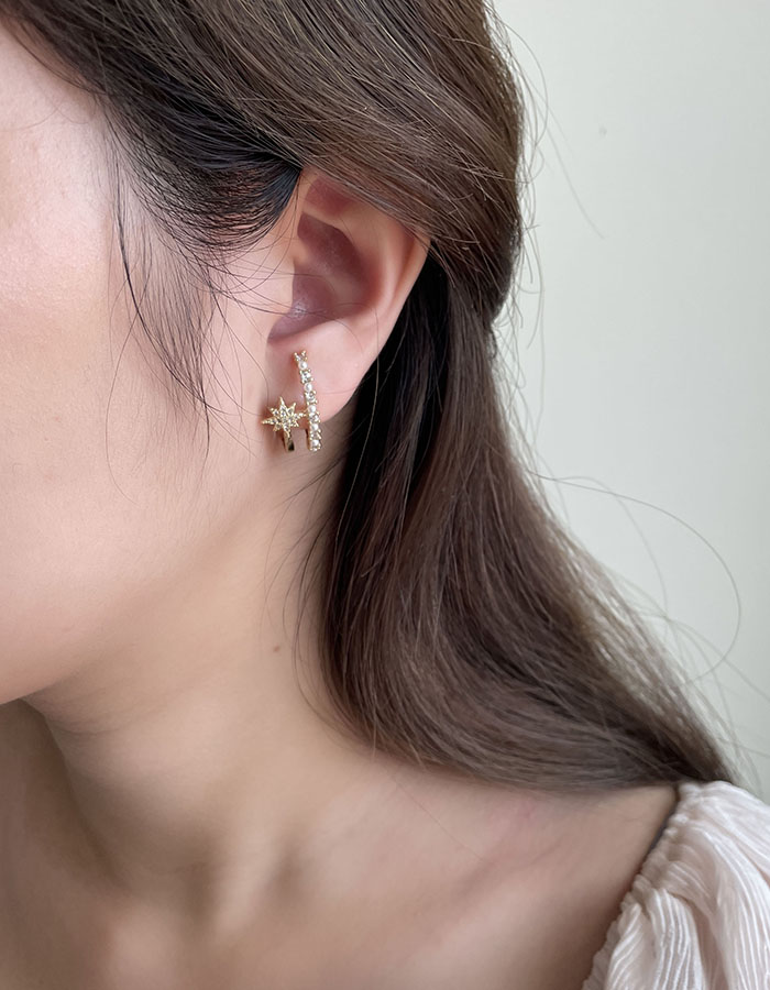針式 - 星芒珍珠鋯石雙層耳環 - 輕奓生活x平價飾品 | 迪希雅 deesir 飾品 💍