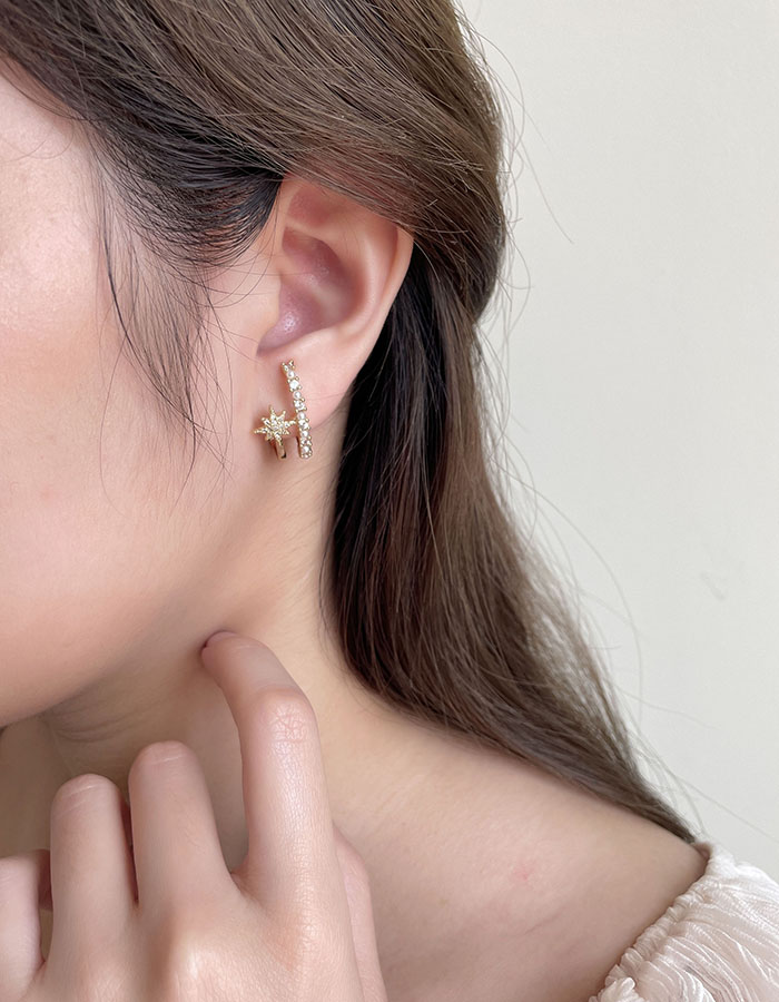針式 - 星芒珍珠鋯石雙層耳環 - 輕奓生活x平價飾品 | 迪希雅 deesir 飾品 💍