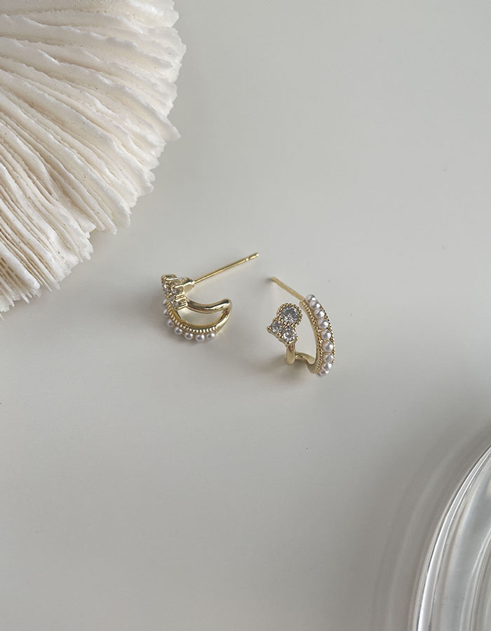 針式 - 排列珍珠小鑽耳環 - 輕奓生活x平價飾品 | 迪希雅 deesir 飾品 💍