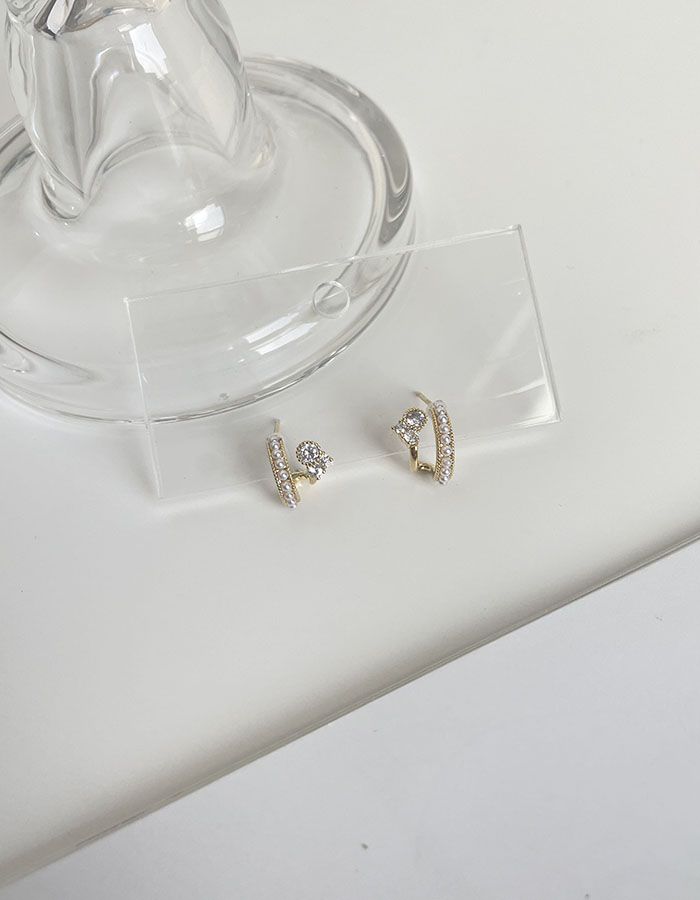 針式 - 排列珍珠小鑽耳環 - 輕奓生活x平價飾品 | 迪希雅 deesir 飾品 💍